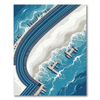 Aerial Blue Harbor Shoreline Wave Rug