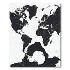 Modern Monochrome World Map Silhouette Rug