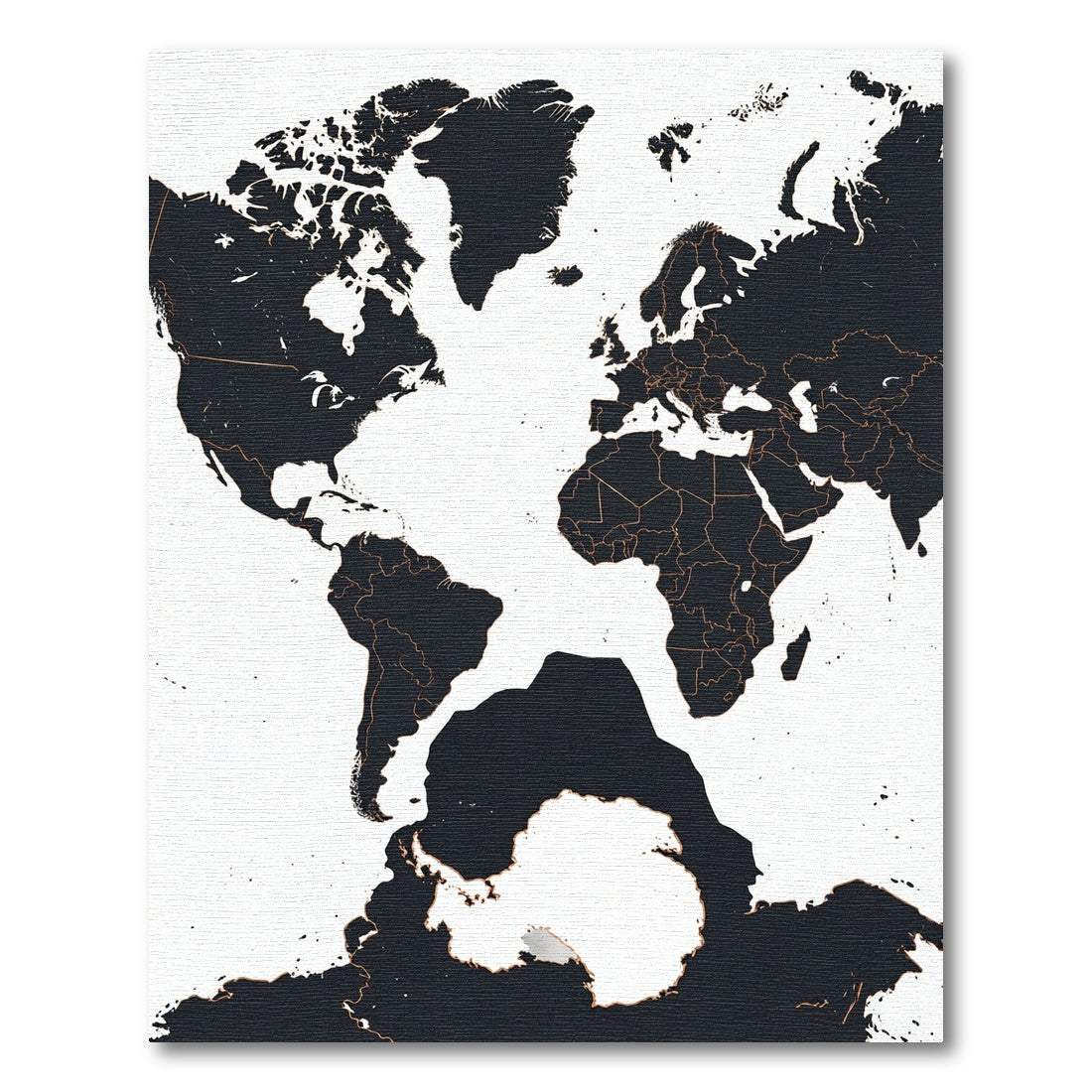 Modern Monochrome World Map Silhouette Rug