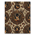 Ornate Woodland Deer Oak Acorn Medallion Rug