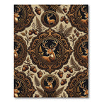 Ornate Woodland Deer Oak Acorn Medallion Rug
