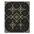 Gold Geometric Lattice Ornate Noir Rug