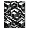 Monochrome Geometric Isometric Cube Art Rug