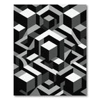Monochrome Geometric Isometric Cube Art Rug