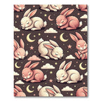 Whimsical Sleeping Bunny Celestial Moon Clouds Rug