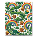 Whimsical Rainbow Shamrock Gold Coin Arrangement Rug
