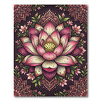 Ethereal Pink Lotus Floral Mandala Rug
