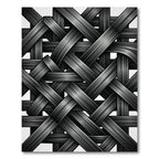 Modern Black Interwoven Metallic Ribbon Rug