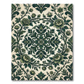 Dark Green Floral Damask Medallion Rug