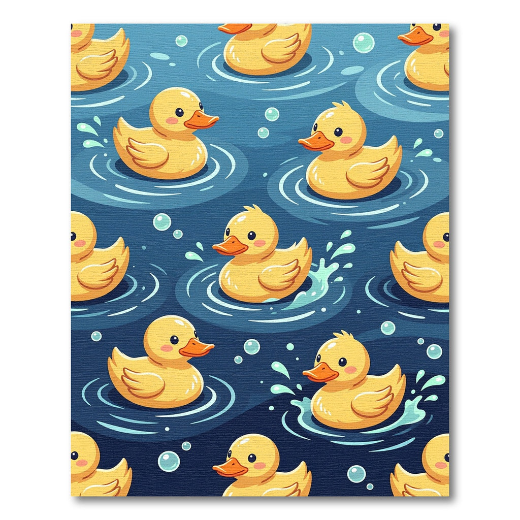 Playful Yellow Rubber Duckling Aquatic Rug