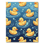 Playful Yellow Rubber Duckling Aquatic Rug