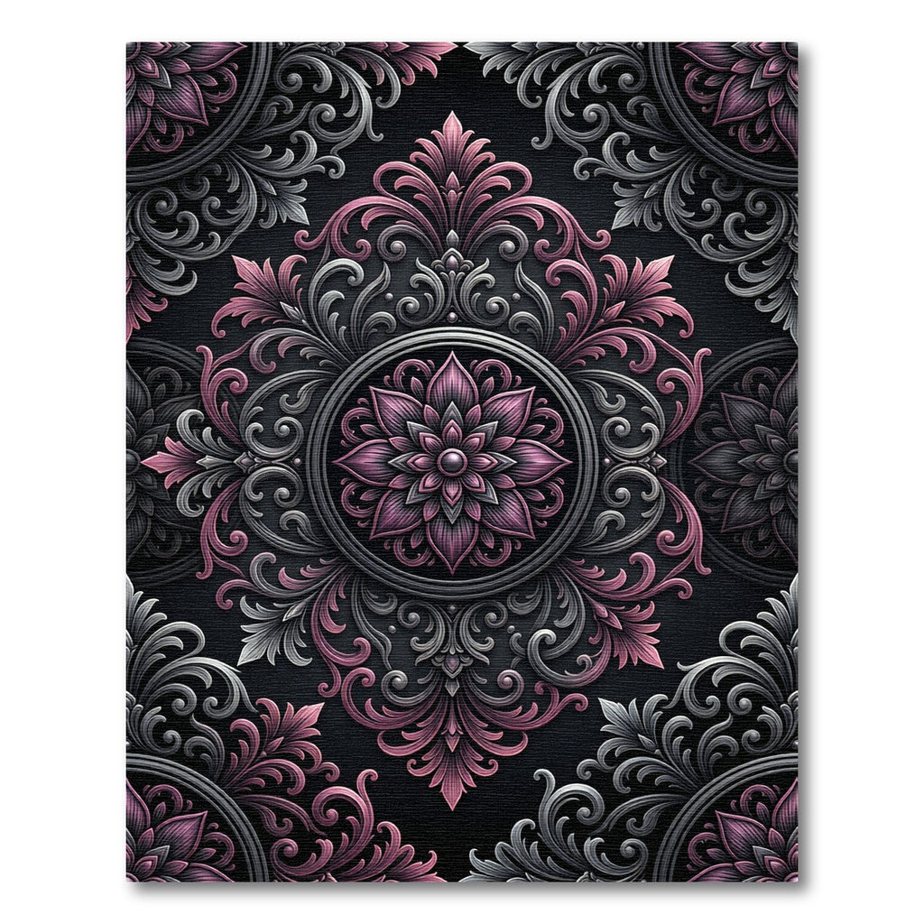 Sophisticated Pink and Gray Floral Medallion Rug