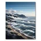 Misty Coastal Mountain Shoreline Scenery Rug