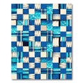 Blue Aqua Patchwork Checkerboard Rug