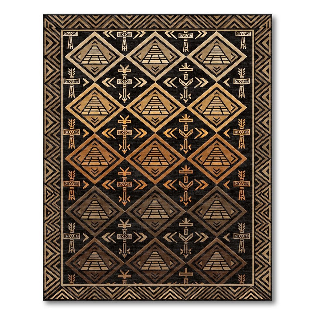 Golden Pyramid Tribal Border Rug