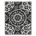Monochromatic Black White Floral Medallion Rug