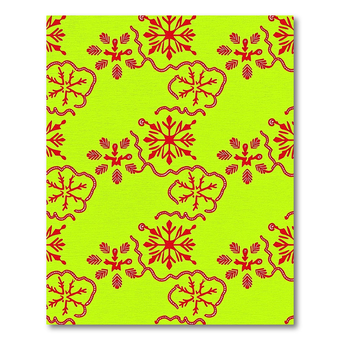 Lime Green Red Snowflake Medallion Rug