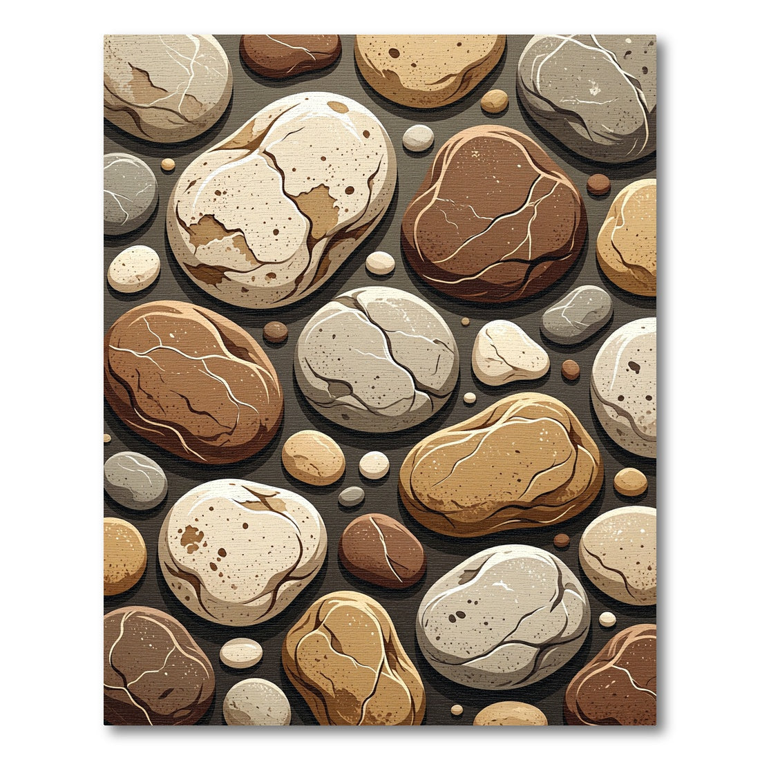 Organic Earthy Tone Pebble Stone Rug