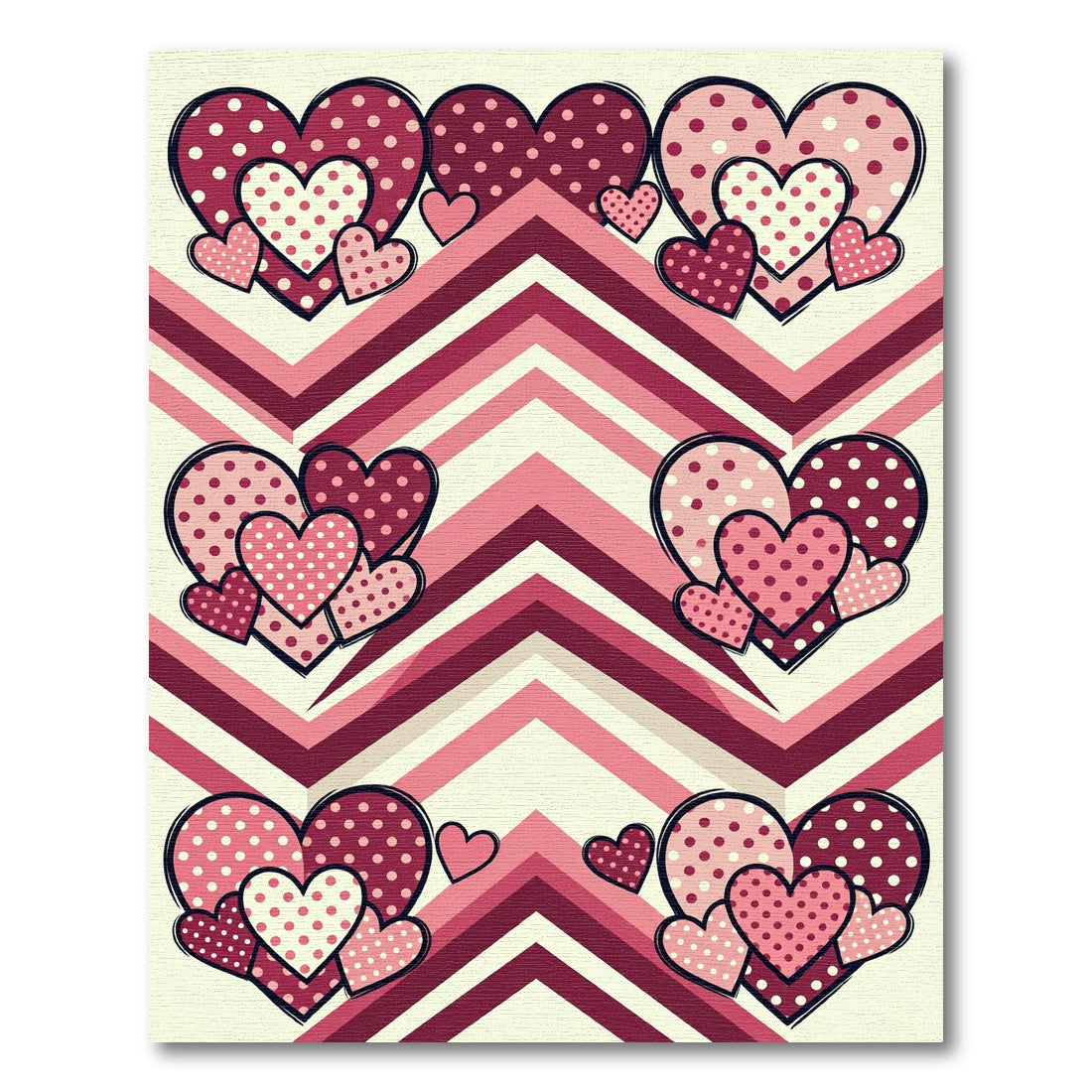 Whimsical Pink Polka Dot Hearts Rug