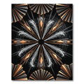 Art Deco Gold Geometric Obsidian Fan Rug