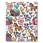 Colorful Farm Animal Character Scene Rug