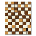 Warped Checkerboard Brown Beige Rug