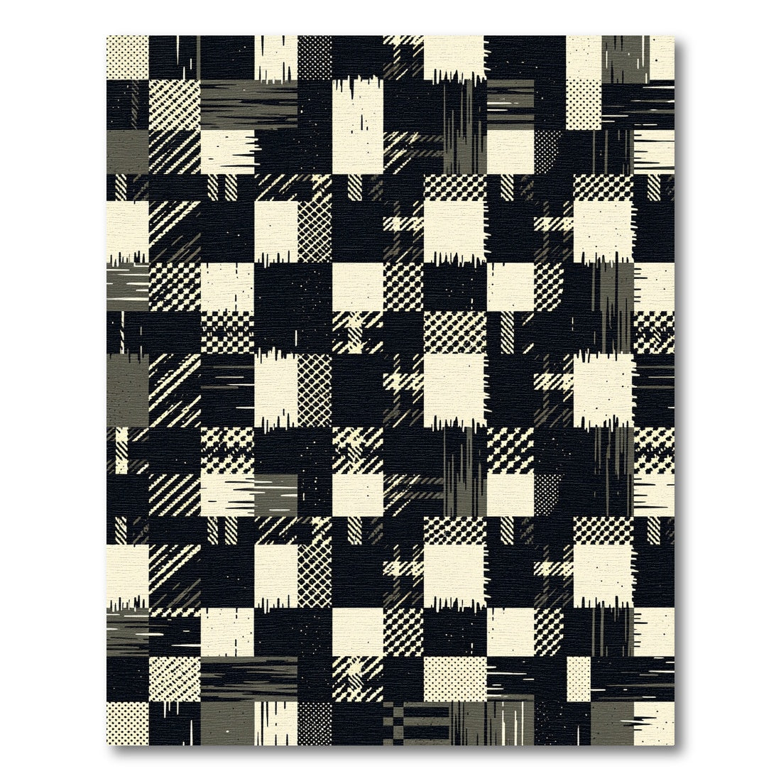 Distressed Patchwork Geometric Arrangement Rug