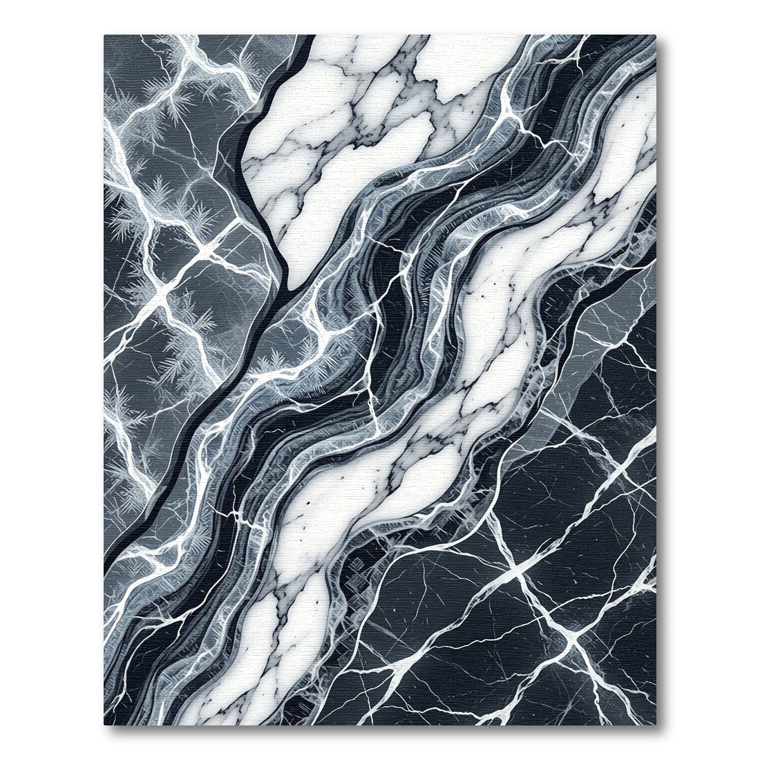 Modern Black and White Marble Swirl Rug