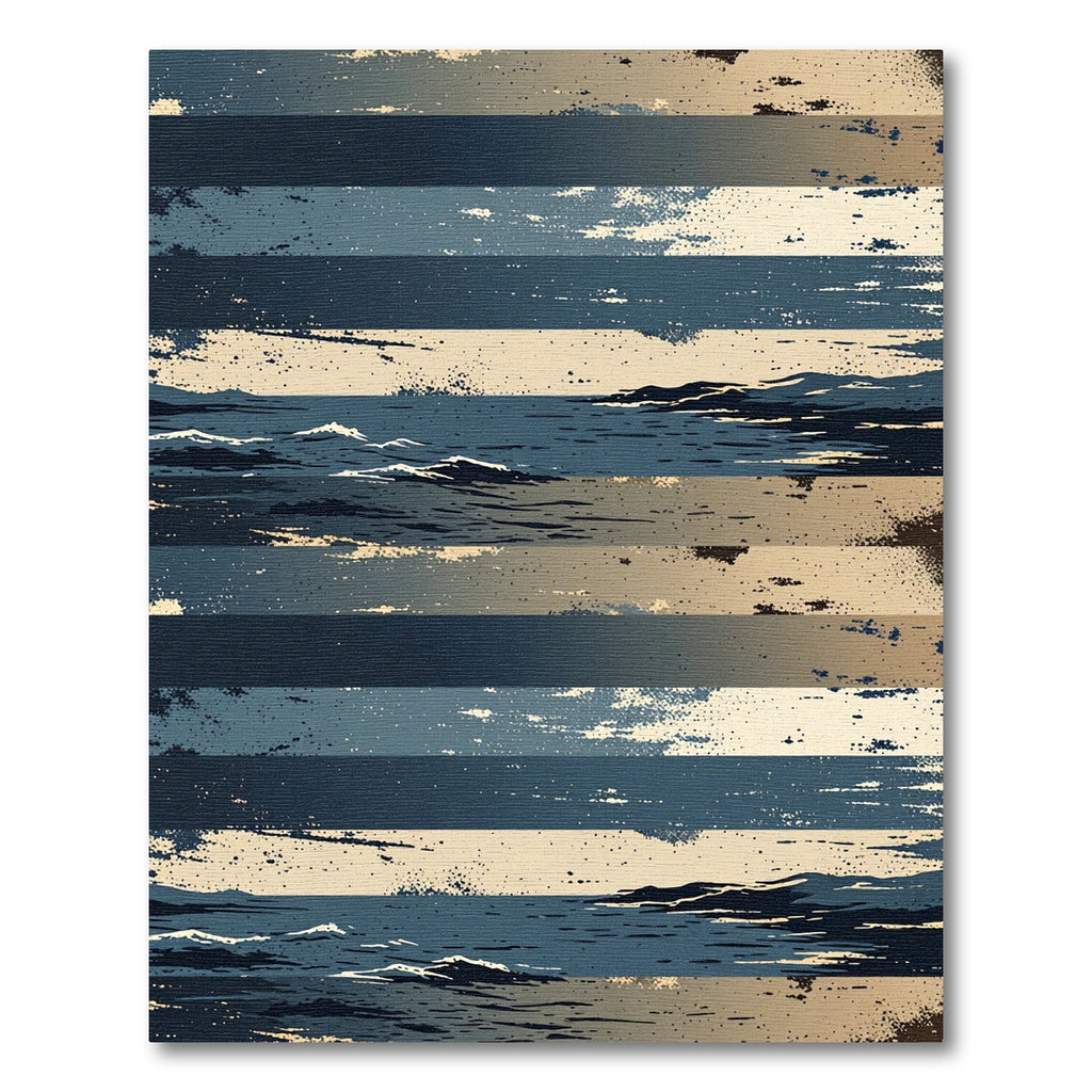 Abstract Horizon Striped Blue Ocean Rug