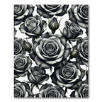 Monochromatic Charcoal Rose Garden Rug