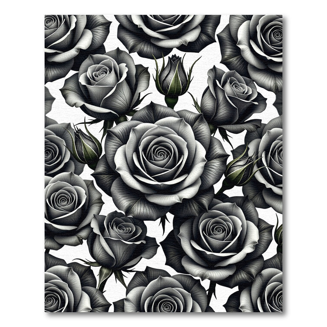 Monochromatic Charcoal Rose Garden Rug