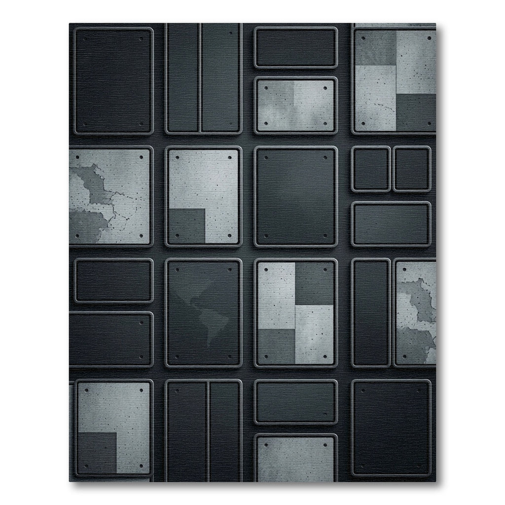 Gray Concrete Panel Grid Rug