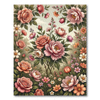 Romantic Blush Rose Peony Meadow Floral Rug