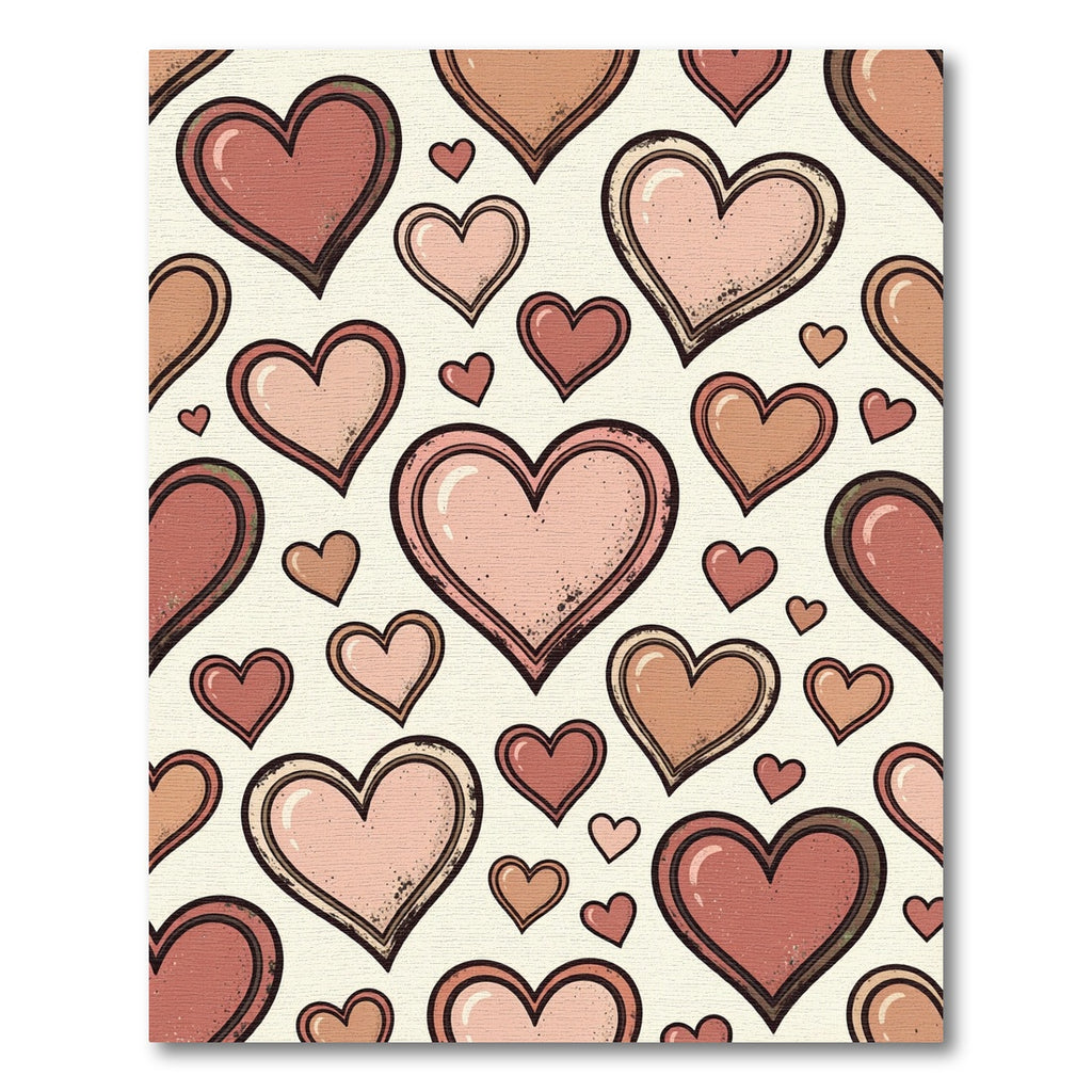Charming Blush Pink Floating Heart Illustration Rug