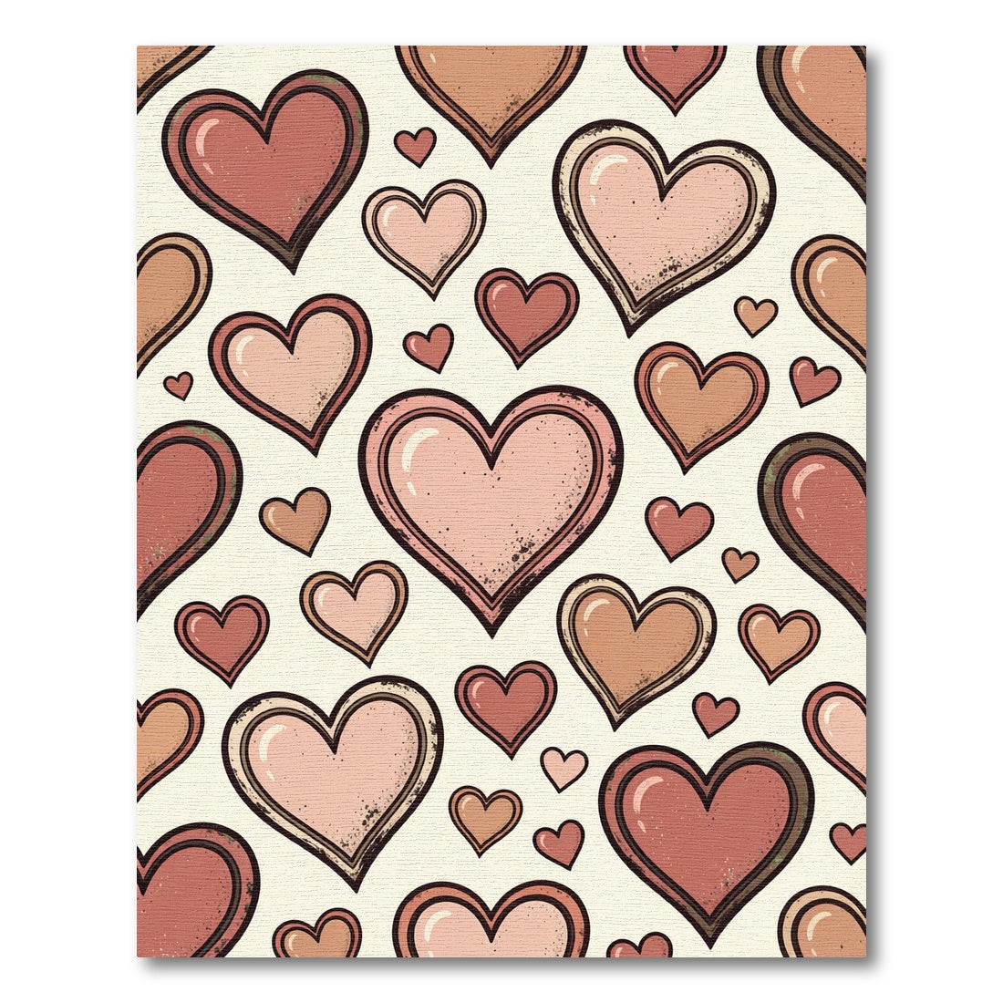 Charming Blush Pink Floating Heart Illustration Rug