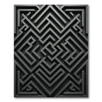 Monochromatic Charcoal Geometric Labyrinth Maze Rug
