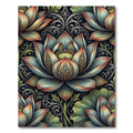 Elegant Teal Lotus Floral Victorian Art Rug