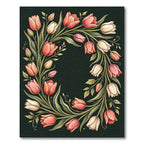 Elegantly Curving Pastel Tulip Wreath Rug