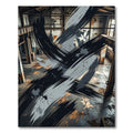 Contemporary Charcoal Gray Ink Brush Stroke Rug