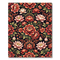 Radiant Red Floral Lotus Garden Rug