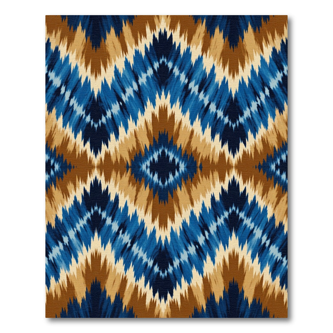 Blue Brown Zigzag Ikat Rug