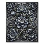 Elegant Monochrome Floral Peony Arrangement Rug