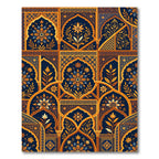 Rich Navy Golden Arch Floral Rug