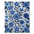 Intricate Navy Blue Botanical Floral Vine Rug