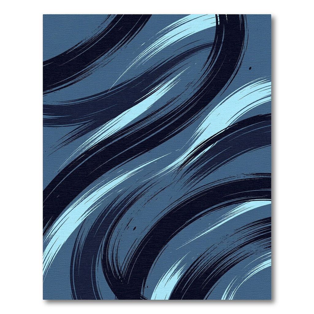 Modern Navy And Sky Blue Swirl Rug