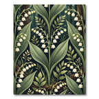 Elegant Dark Botanical Lily Valley Rug
