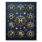 Golden Celestial Zodiac Astrology Art Rug