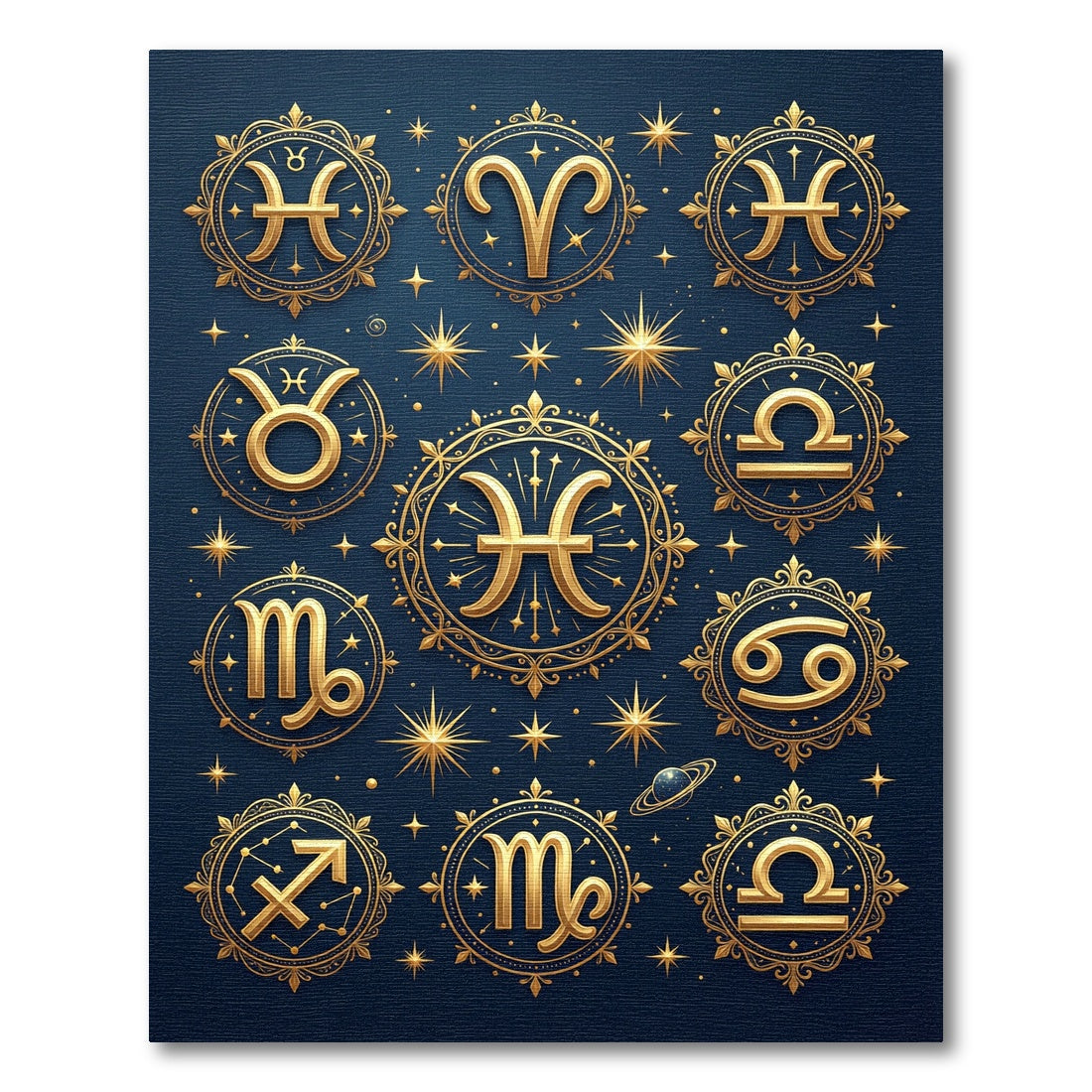 Golden Celestial Zodiac Astrology Art Rug