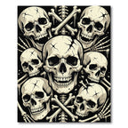 Gothic Monochrome Skull Crossbone Artwork Rug