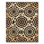 Earthy Tan Floral Concentric Circles Rug